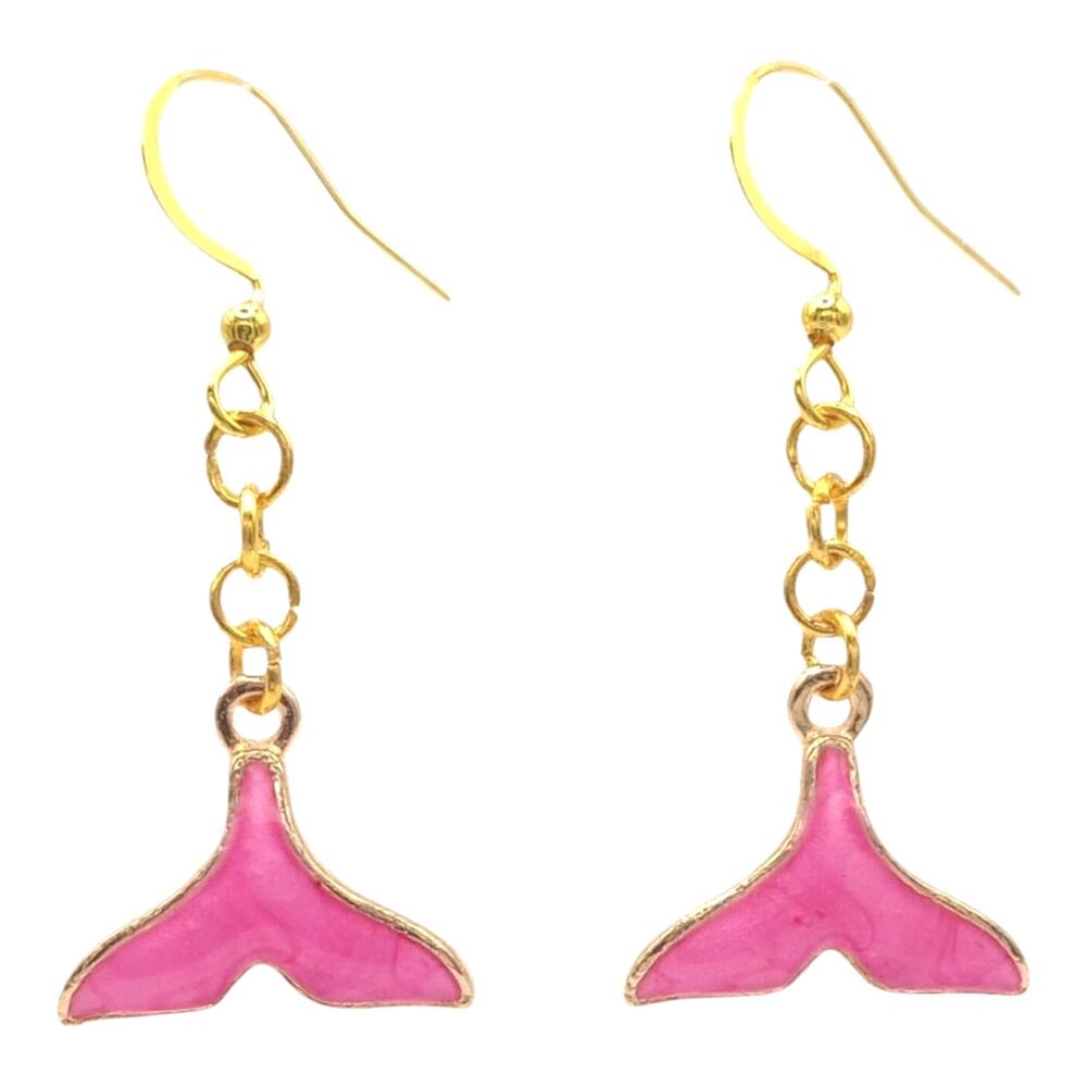 Pink Mermaid Tail Earrings Ocean Theme Jewelry Dangle Earrings Gift for Women